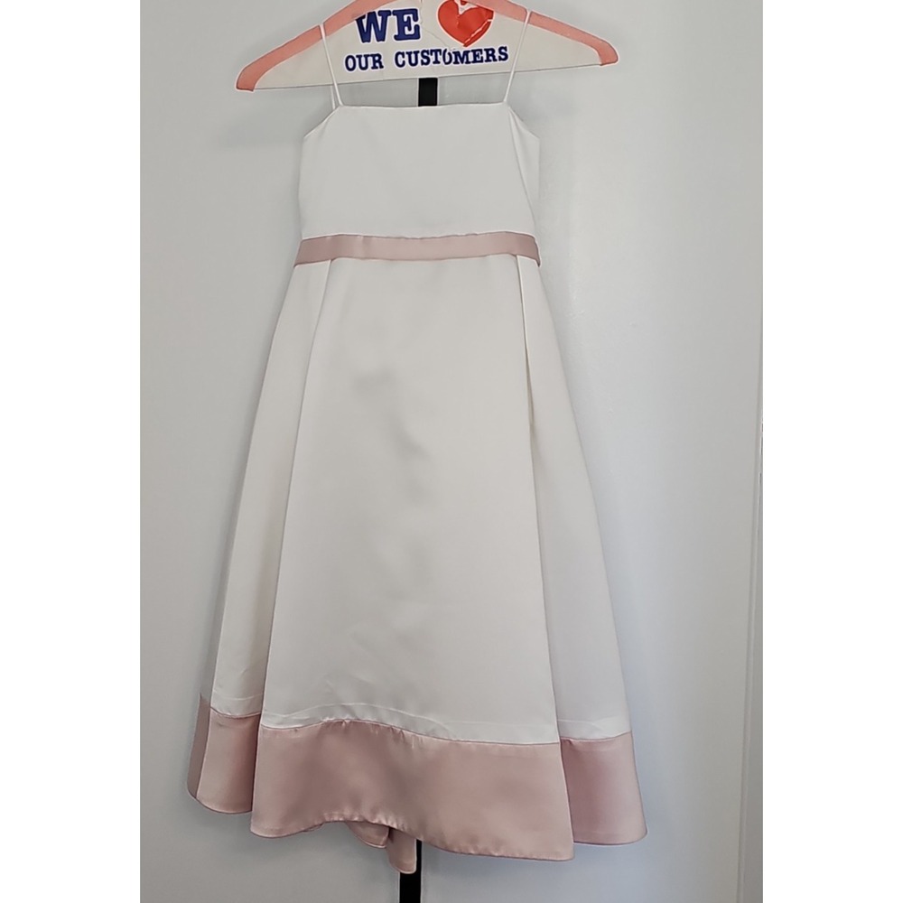 Vera Wang Princess Girls 5 White Pink Taffeta Flower Girl Party Dress Formal